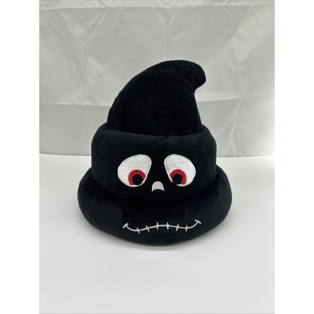 RARE Six Flags Fright Fest Black Skeleton Poop Emoji Plush Hat HALLOWEEN spooky